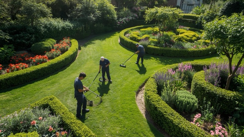 Landscaping professional at work